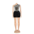 Fashion Women One Shoulder Skew Collar Bodysuit + Fur Tassel Bodycon Midi Skirt Dress Set 2023 Outfit Two 2Piece Set