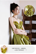 Tub Top Morning Gown Female Bride Engagement Wedding Evening Dress Female Yellow High-end Style Toasting Dress Light Wedding Dress