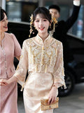 High End Banquet Dress Bridal Stunning Engagement Cheongsam  Banquet Dress Morning Gown Women's Suit