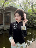 Autumn and Winter Dress 2026 Cheongsam Women's Clothes Black Fake Two-piece Dress Qipao Retro Temperament Elegant Daily