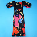 Elegant Women Pleated Half Lantern Sleeve O-neck Slim Maxi Long Dress Print Fashion Autumn 2024 Ruched Dresses Vestidos