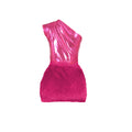 Fashion Women One Shoulder Skew Collar Bodysuit + Fur Tassel Bodycon Midi Skirt Dress Set 2023 Outfit Two 2Piece Set
