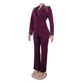 Fashion Pearl Splicing Women's Set Long Sleeve Blazer and Wide Leg Pants Suit 2024 Winter OL Fall Two 2 Piece Set Outfit