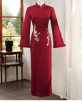 Red Cheongsam Winter Dress Ladies' Engagement Particularly Beautifulwaist Pinching High-end Elegant Noble for Marriage