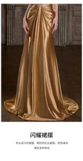 Golden Evening Dress 2026 New High-end Banquet Host Dress Beautiful Bride Engagement Wedding Toast
