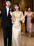 High End Banquet Dress Bridal Stunning Engagement Cheongsam  Banquet Dress Morning Gown Women's Suit