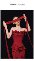 Red Tube Top Evening Dress 2026 New High-end Light Luxury Niche Morning Robe Female Bride Engagement Wedding Toast