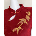 Red Dress Engagement Cheongsam Qipao Improved High-end Horn Sleeve Embroidered Waist National Style Dress
