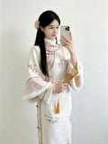 Improved Velvet Thickened Cheongsam Women's Dress Qipao Autumn and Winter New Daily Beautiful Gentle Temperament Dress