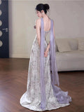 Purple Dress Morning Robe Super Fairy Design Wedding Bride Engagement Wedding Dress Toast Adult Princess Dress