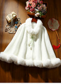 White Winter Cheongsam Shawl Cape Women's Engagement High-end Young Style
