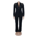 Fashion Pearl Splicing Women's Set Long Sleeve Blazer and Wide Leg Pants Suit 2024 Winter OL Fall Two 2 Piece Set Outfit