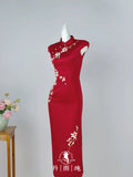 Red Dress High-end Banquet Cheongsam New Year's High-end Embroidery Youthful Style Chinese Style Tailored Wedding Dress