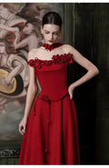 Red Tube Top Evening Dress 2026 New High-end Light Luxury Niche Morning Robe Female Bride Engagement Wedding Toast
