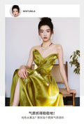 Tub Top Morning Gown Female Bride Engagement Wedding Evening Dress Female Yellow High-end Style Toasting Dress Light Wedding Dress