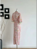 Embroidered Knitted Dress Internet Celebrity New Chinese Retro Style Cheongsam Daily Medium Length Diagonal Placket