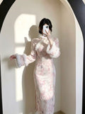 Gentle Style Dress Cheongsam Super Closes with Fleece and Thicker Dresses for Women Qipao Clothes
