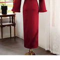 Red Cheongsam Winter Dress Ladies' Engagement Particularly Beautifulwaist Pinching High-end Elegant Noble for Marriage