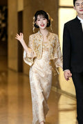 High End Banquet Dress Bridal Stunning Engagement Cheongsam  Banquet Dress Morning Gown Women's Suit