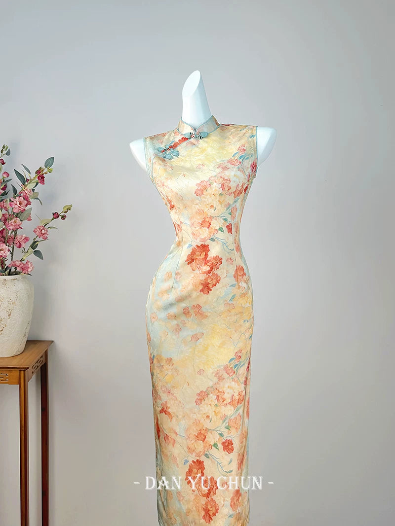 Sleeveless Exquisite Cheongsam Summer Dress Girls' Improved Dress Young Style