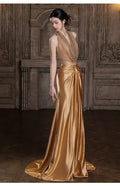 Golden Evening Dress 2026 New High-end Banquet Host Dress Beautiful Bride Engagement Wedding Toast