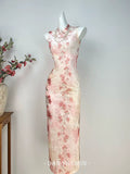 Exquisite Pink Dress Cheongsam Women's Clothes Spring Summer Velvet Retro Young Dress