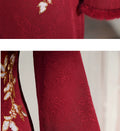Red Cheongsam Winter Dress Ladies' Engagement Particularly Beautifulwaist Pinching High-end Elegant Noble for Marriage