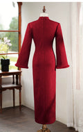Red Cheongsam Winter Dress Ladies' Engagement Particularly Beautifulwaist Pinching High-end Elegant Noble for Marriage