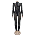 Women  Fashion Mesh See Though Diamonds Hot Rhinestones Sexy Party Club Jumpsuit One Piece Suit Romper Playsuits