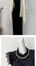 Black Velvet Dress Cheongsam Young Style High-end Atmospheric Slim Fit with Elasticity