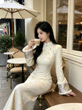 Mibai Fish Tail Lace Dress Splicing New Qipao Women's 2026 Autumn/Winter New High End Gentle Plush Dress