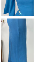 Elegant Blue Dress Cheongsam Autumn High-end Temperament Improved Embroidery Dress Women's Clothing