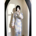 Cheongsam Dress 2026 New Fleece Autumn and Winter Improved Long Sleeve Dress Qipao Daily Miss Long