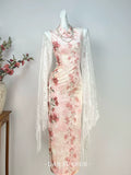 Exquisite Pink Dress Cheongsam Women's Clothes Spring Summer Velvet Retro Young Dress