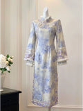 Cheongsam Dress 2026 New Fleece Autumn and Winter Improved Long Sleeve Dress Qipao Daily Miss Long
