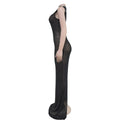 Fall Diamonds Hot Rhinestones O-neck Women Sleeveless Bodycon Long Dress Birthday Party Evening Prom Maxi Dresses