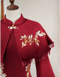 Red Cheongsam Winter Dress Ladies' Engagement Particularly Beautifulwaist Pinching High-end Elegant Noble for Marriage