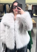 Fashion Women Solid Lapel Faux Fur Coat Long Sleeve Fluffy Loose Short Cardigan Jacket Winter Lady Thicken Warm Outwear