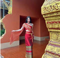 Women's Thailand Traditional Clothing Two Set Thai Dress National Costume Dai Dress Minority Retro Costume Dance Photography