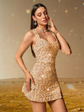 Sexy Summer Velvet Sequin Nightclub Dress Women Backless Slit Party Club Mini Dresses for Lady Birthday Evening Short Dress