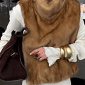 High Neck Animal Deer Print Faux Fur Vest Female Sleeveless Asymmetrical Hem Cape Coat Casual Fashion Women's Outfits 2026 New