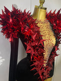 New Shiny Black Rhinestone Velvet Long Sleeve Bodysuit Women Evening Party Club Gala Hosts NightClub Bar Stage Costumes