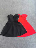 Black Red Women Sexy Strapless Shinning Crystal A-Line Mini Bandage Dress Celebrate Christmas Nightclub Party Outfit