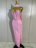 Women Evening Party Prom Luxury Birthday Wedding Guest Dresses Sexy Shiny Crystals Beading Strapless Bodycon Long Bandage Dress