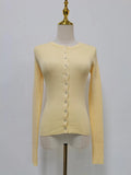 Solid Casual Sweater for Women Round Neck Long Sleeve Spliced Single Breated Slimming Basics Cardigan Female Autumn