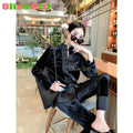 Olive Girl Dramatic Jacquard Set for Ren Faire 2026 Garden Wedding Fairycore Photoshoot Everyday Wear Jacquard S-XXL XS-3XL Plus Size Dramatic Silhouette Romantic Garden Party Editorial Not Costume Jacquard Set Chinese Set Chinese Heritage Fashion Women