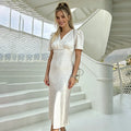 Printed Maxi Dress Women Elegant Slim V-Neck Short-Sleeve Evening Dress Summer New Casual Commuter Female Dress