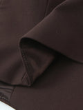 Dark Brown Halter Top with Patterned Tie Detail Female Retro Chic Sleeveless Slimming Vest for Luxury Afternoon Tea