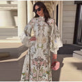 Vintage Women's Printed Long Dresses Loose O-neck Flared Half Sleeve Big Hem Wide Female Dresses 2026 Summer Lady Elegant Robes