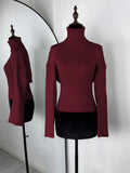 Women's Ribbed Knit Turtleneck Cutout Shoulder Halter Vest Long-Sleeved Shawl 2-Piece Set Slim Y2K Sexy Street Autumn Top